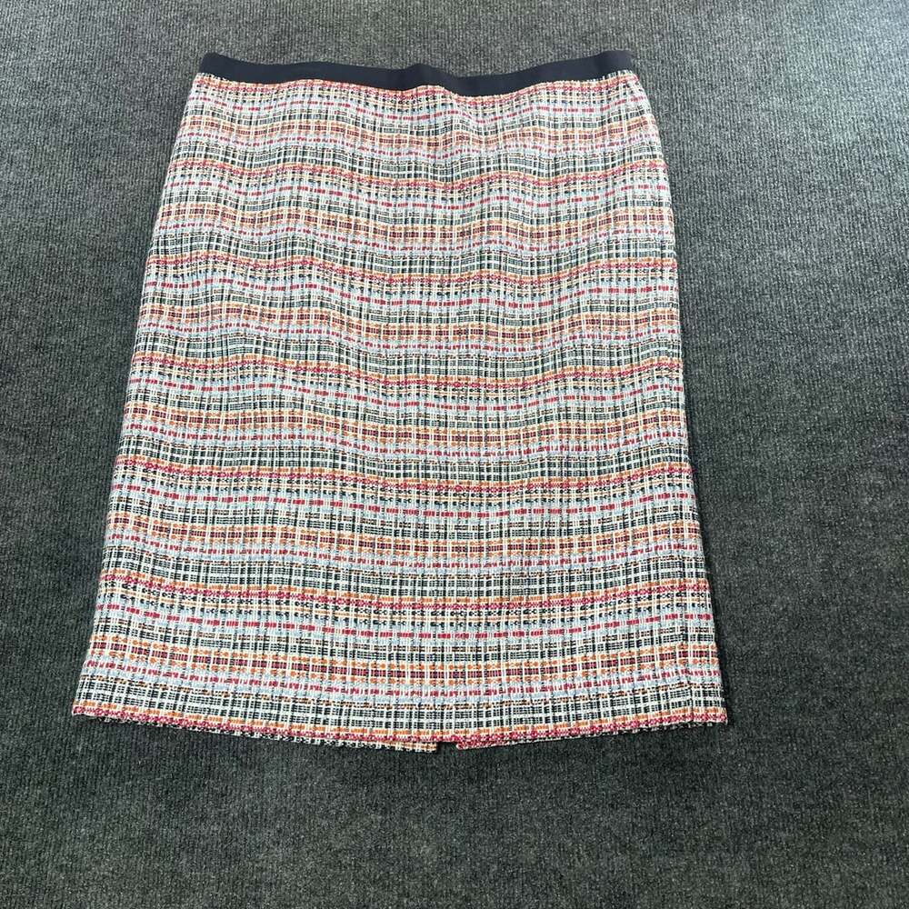 Talbots Tweed Pencil Skirt Size 12 Multicolor Metallic Cotton Blend